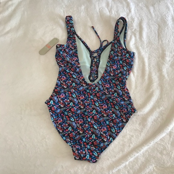 GIANNI BINI / Floral Print One Piece Bathing Suit Size S NWT - Picture 5 of 8